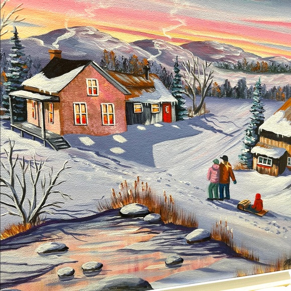 Murielle Hains  signed Oil on Canvas winter scene Painting - Picture 16 of 16